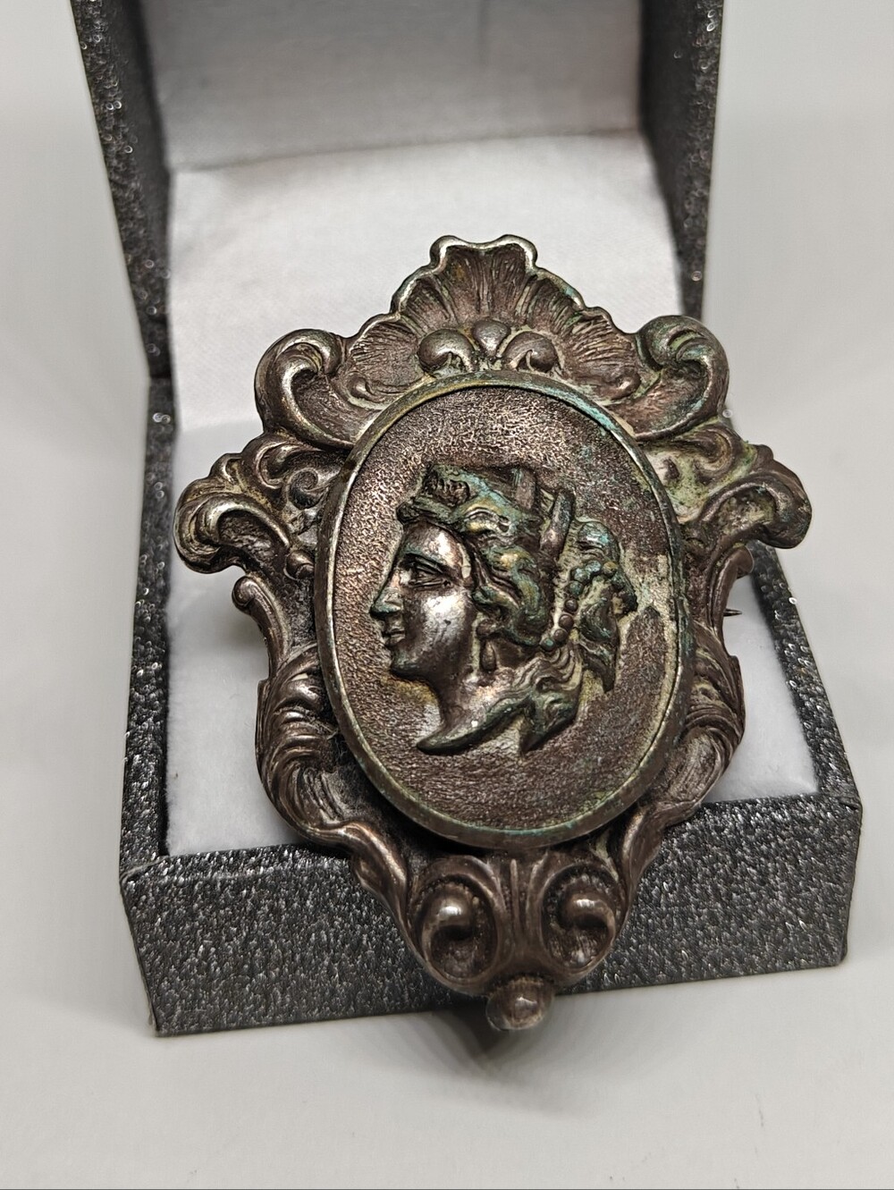 Antique Victorian Art Nouveau Repousse Brooch